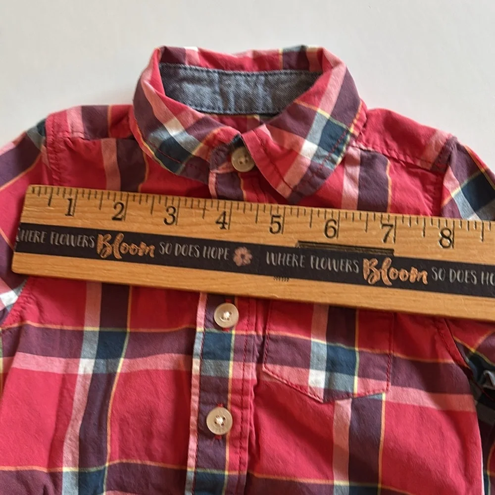 Oshkosh Boys 6M Button Down red Shirt Snap bottom Oshkosh 6 month bodysuit